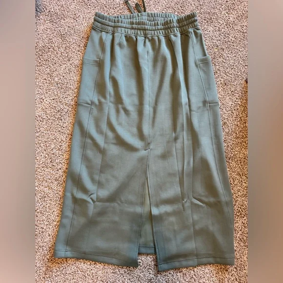 Rae Mode Scuba Long Skirt with Drawstring Waist GRP B Sage Leaf - Picture 3 of 7